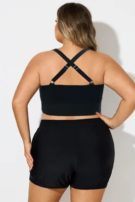 Solid Crossover Square Neck...