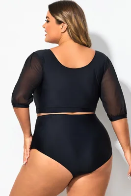 Square Neck Short Mesh Puff...