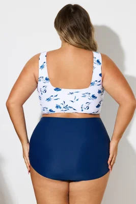 Blue & White Square Neck...