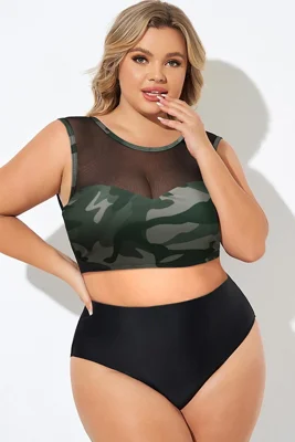 Plus Size Camo Mesh...