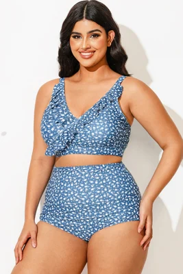 Plus Size Floral Print With...