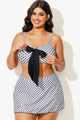 Black & White Check Knotted...