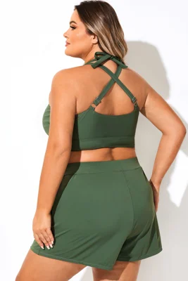 Plus Size Green V-Neck...