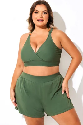 Plus Size Green V-Neck...