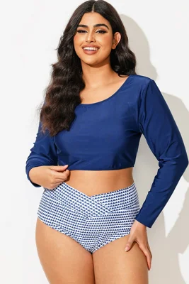 Navy Long Sleeves Round...