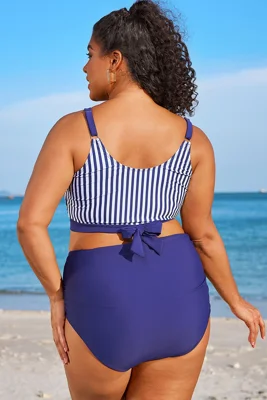 Plus Size Blue & White...