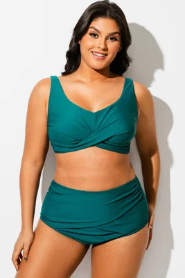 Plus Size Black Twist Front Bikini Top