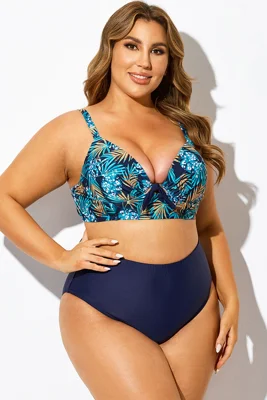 Vibrant Palm Printed V-Neck...