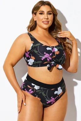 Plus Size V-Neck Floral...