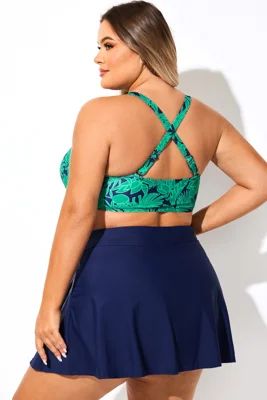 Green Print V-Neck...