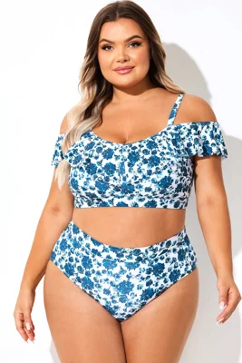 Blue Floral Print Off...