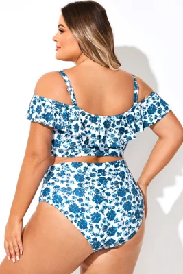 Blue Floral Print Off...