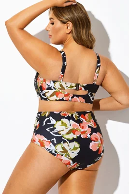 Black Floral Print Knot...