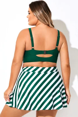 Green V-Neck Knotted Crop...