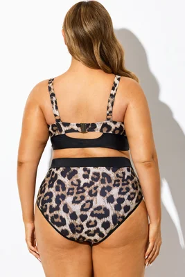 Leopard Print Knot V-Neck...