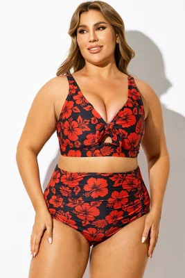 Red Floral Printed Front...