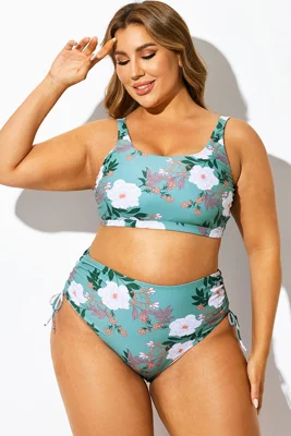 Green Floral Print...