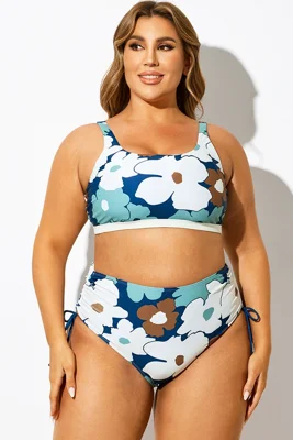 Birch Floral Print Patchwork Bikini Top