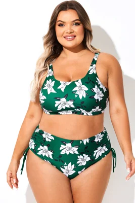 Green Floral Print Scoop...