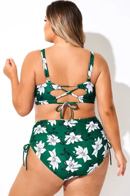 Green Floral Print Scoop...