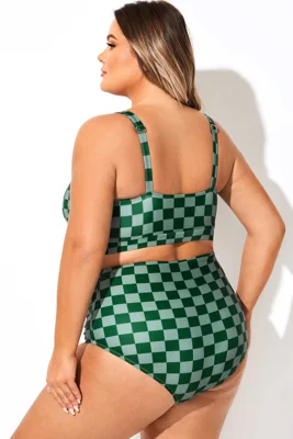 Scoop Neck Green Check...