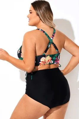 Black Floral Drawstring...