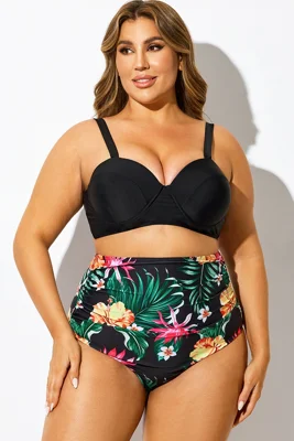 Plus Size Wrap Adjustable Straps Underwire Bikini Top