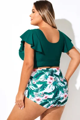 Dark Green Ruffle Trim...