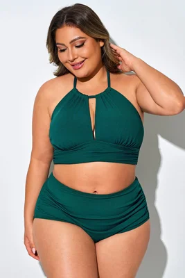 Dark Green Ruched Cut Out...