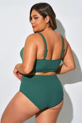 Plus Size Basic Dark Green...