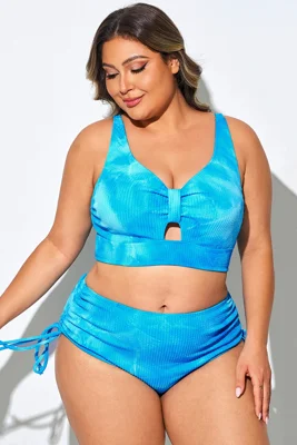 Plus Size Women Blue Ruched...