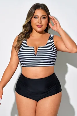 Black & White Stripe Front...