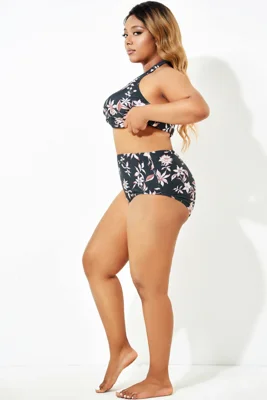 Black Printed High Waist...