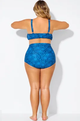 Navy Blue Floral Print High...