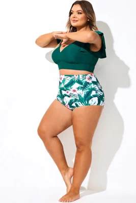Tropical Print High Waist...