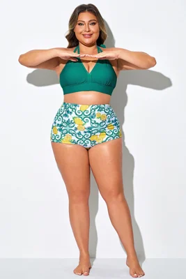 Lemons & Floral High Waist...