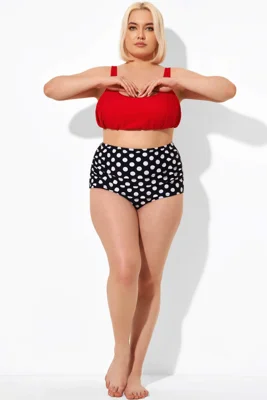 Black & White Spot Ruffles High Waist Brief for Lady