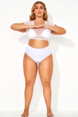 White High-cut Leg Brief for Lady