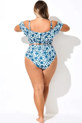 Blue & White Floral Print...