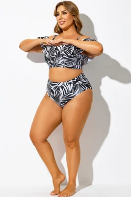 Black & White Floral High-Cut Leg Brief