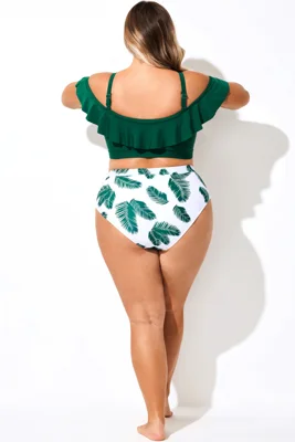 Leaf Print High-Cut Leg Brief