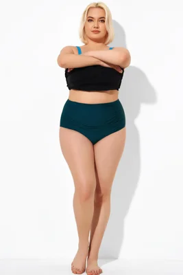 Green Ruffles High Waist Brief for Lady