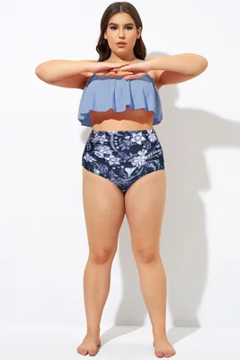 Blue Floral Print High...