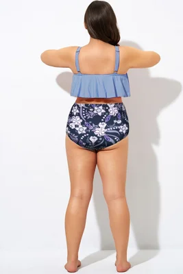 Blue Floral Print High...