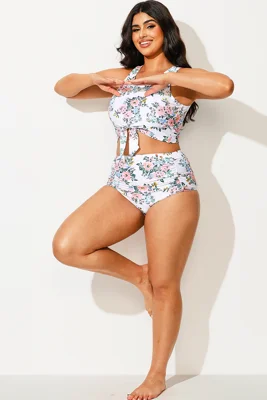 Plus Size Floral Print High...