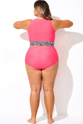 Plus Size Solid Pink High...