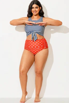 Plus Size Red Stars High...