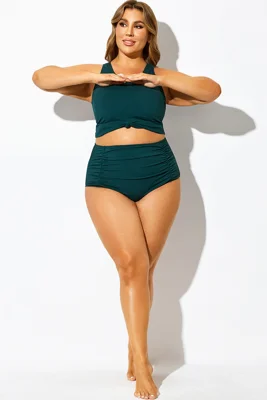 Plus Size Dark Green High Waisted Bottom