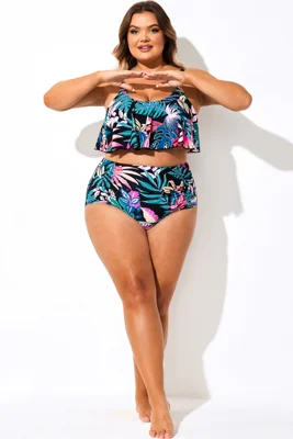 Tropical Print High Waist...