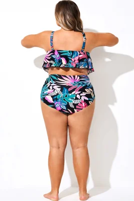 Tropical Print High Waist...